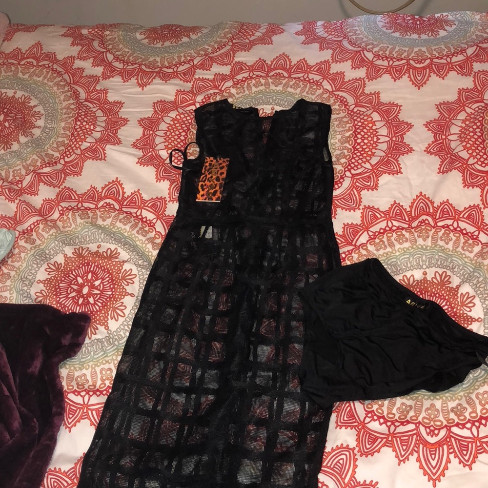 Long beautiful mesh see through dress with under